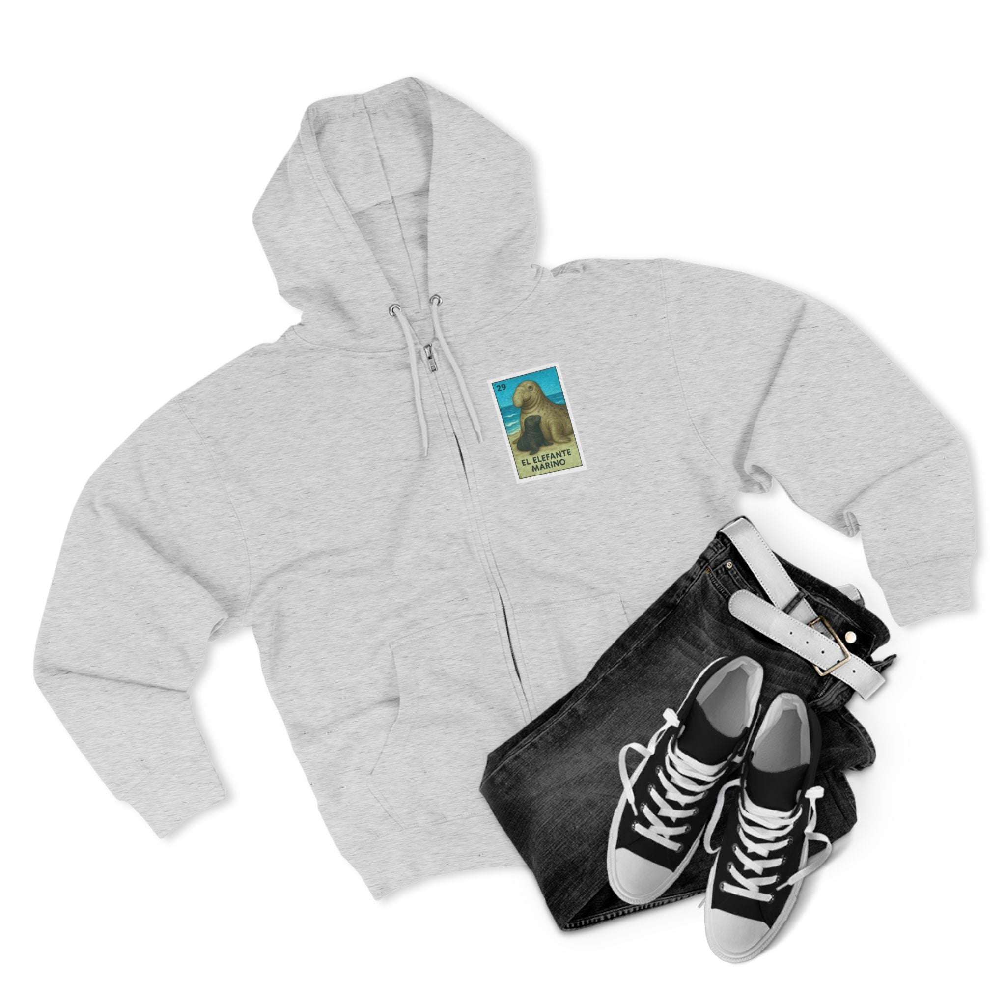 Elephant Seal Lotería zip fleece hoodie image 8