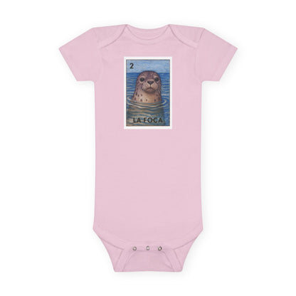 Seal Lotería baby cotton onesie image 2