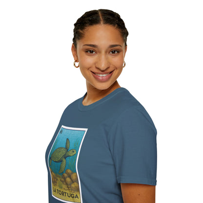 Turtle Lotería Unisex - Soft Style U.S. Cotton T-Shirt (La Tortuga)