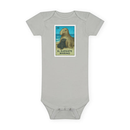 Elephant Seal Lotería baby cotton onesie image 4
