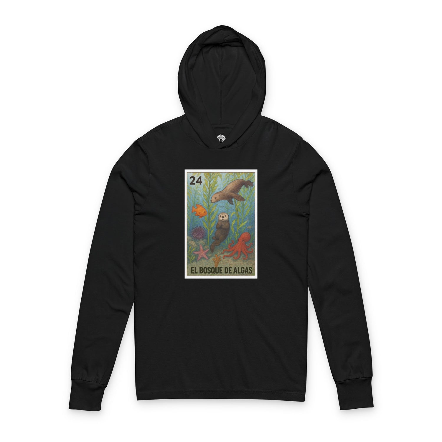 Kelp Forest Lotería cotton hooded long sleeve t-shirt image 4