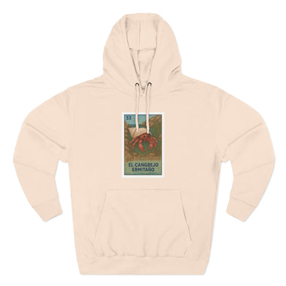 Hermit Crab Lotería Unisex - Pull-Over Cotton Blend Fleece Hoodie (El Cangrejo Ermitaño)