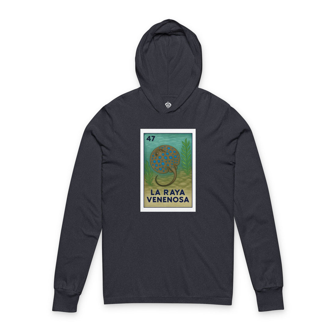 Stingray Lotería cotton hooded long sleeve t-shirt image 1