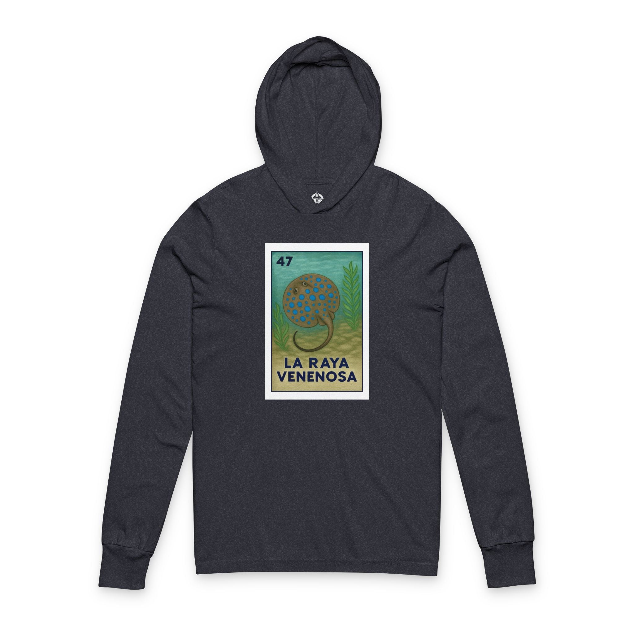 Stingray Lotería cotton hooded long sleeve t-shirt image 1