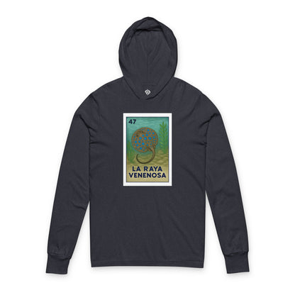 Stingray Lotería cotton hooded long sleeve t-shirt image 1