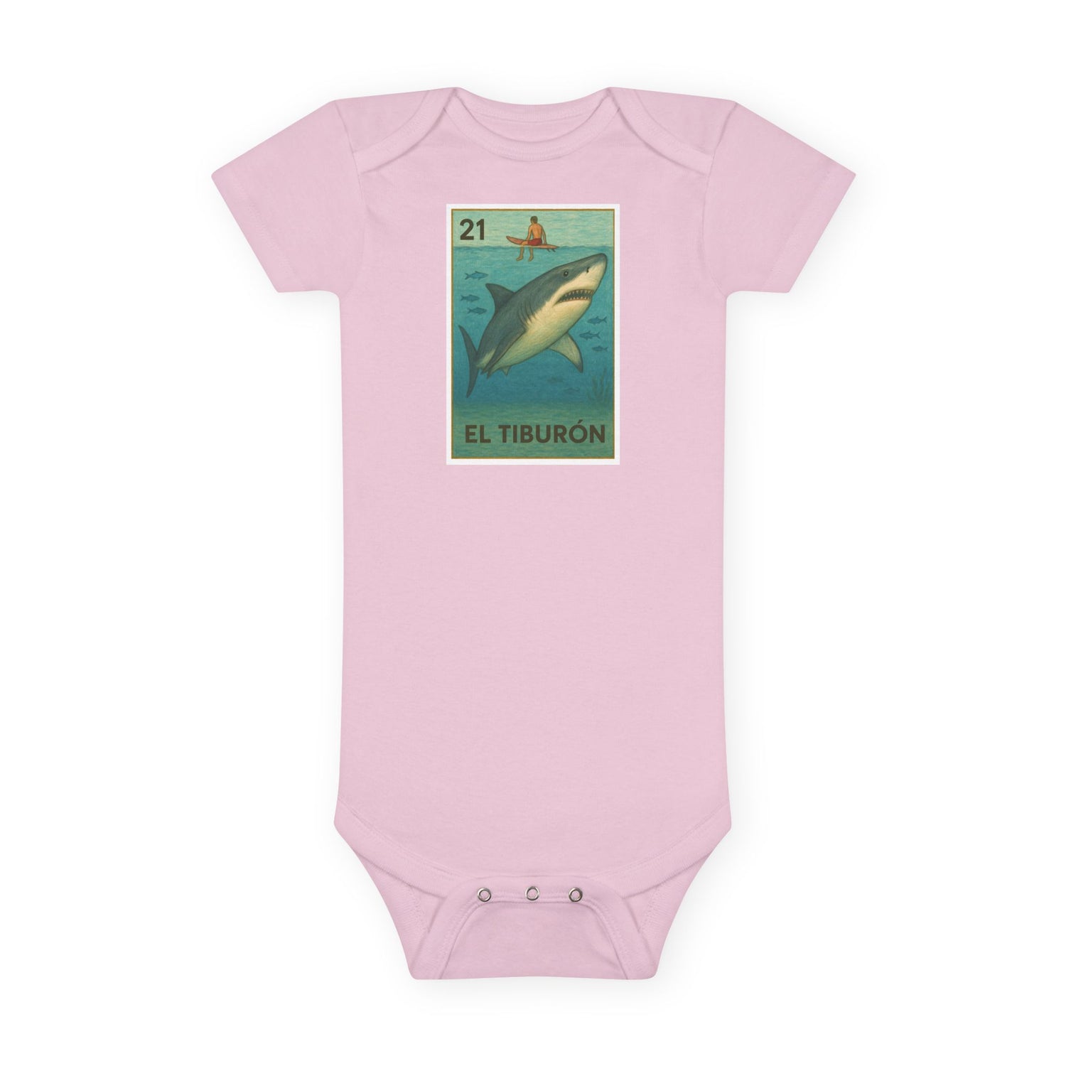 Shark Lotería baby cotton onesie image 2