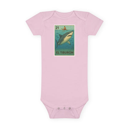Shark Lotería baby cotton onesie image 2
