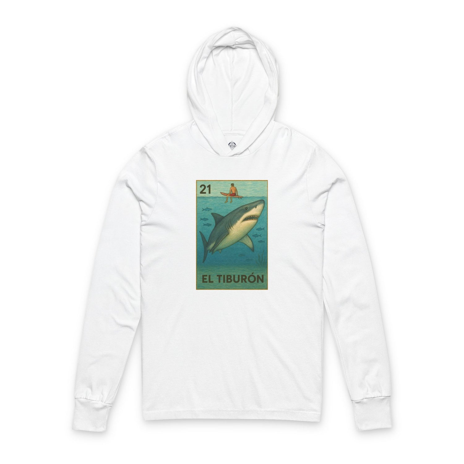 Shark Lotería cotton hooded long sleeve t-shirt image 5