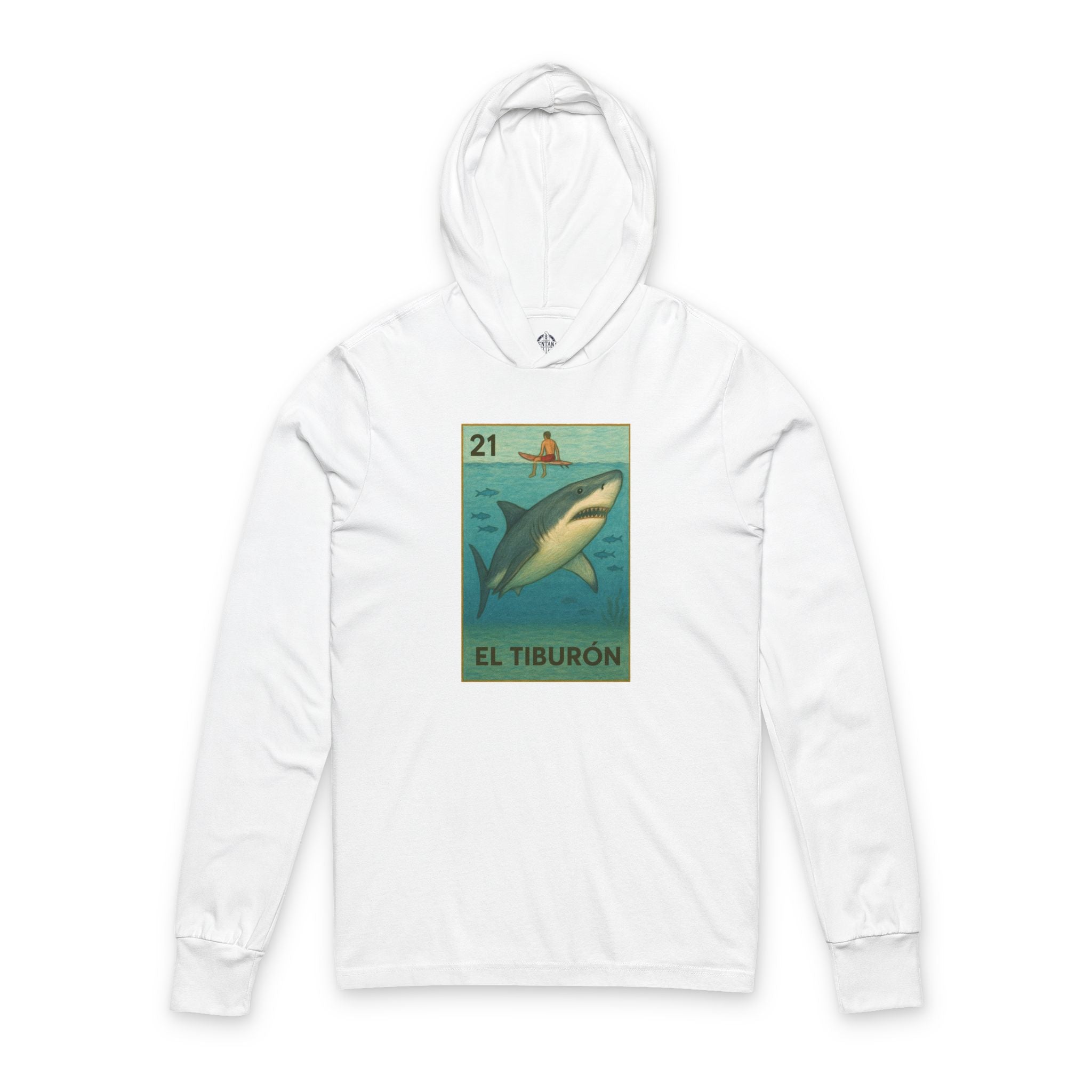 Shark Lotería cotton hooded long sleeve t-shirt image 5