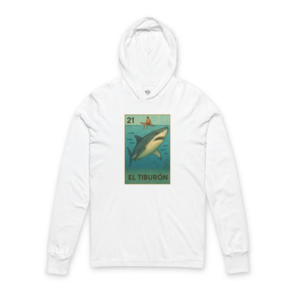 Shark Lotería cotton hooded long sleeve t-shirt image 5