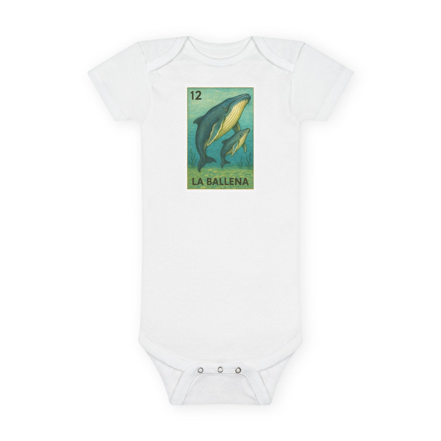 Whale Lotería baby cotton onesie image 3
