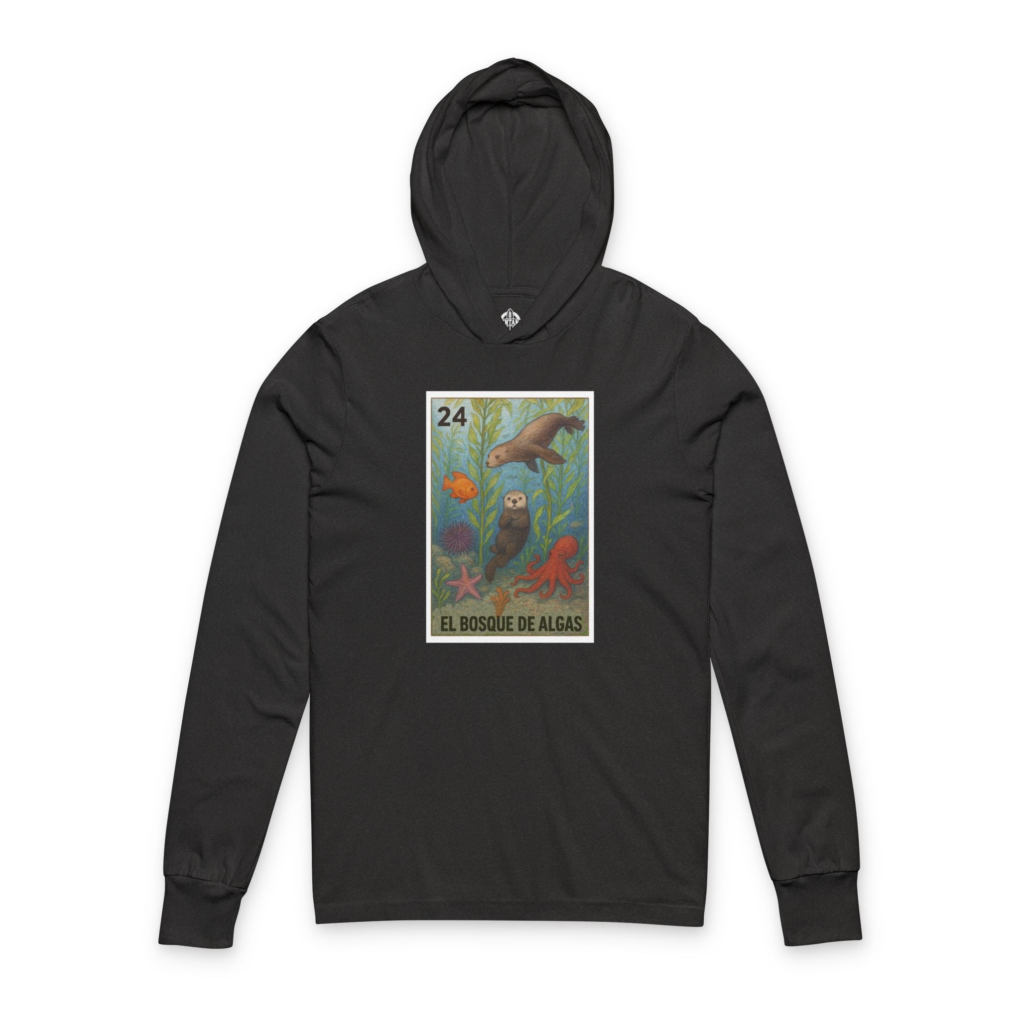 Kelp Forest Lotería cotton hooded long sleeve t-shirt image 5