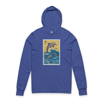 Dolphin Lotería cotton hooded long sleeve t-shirt image 6