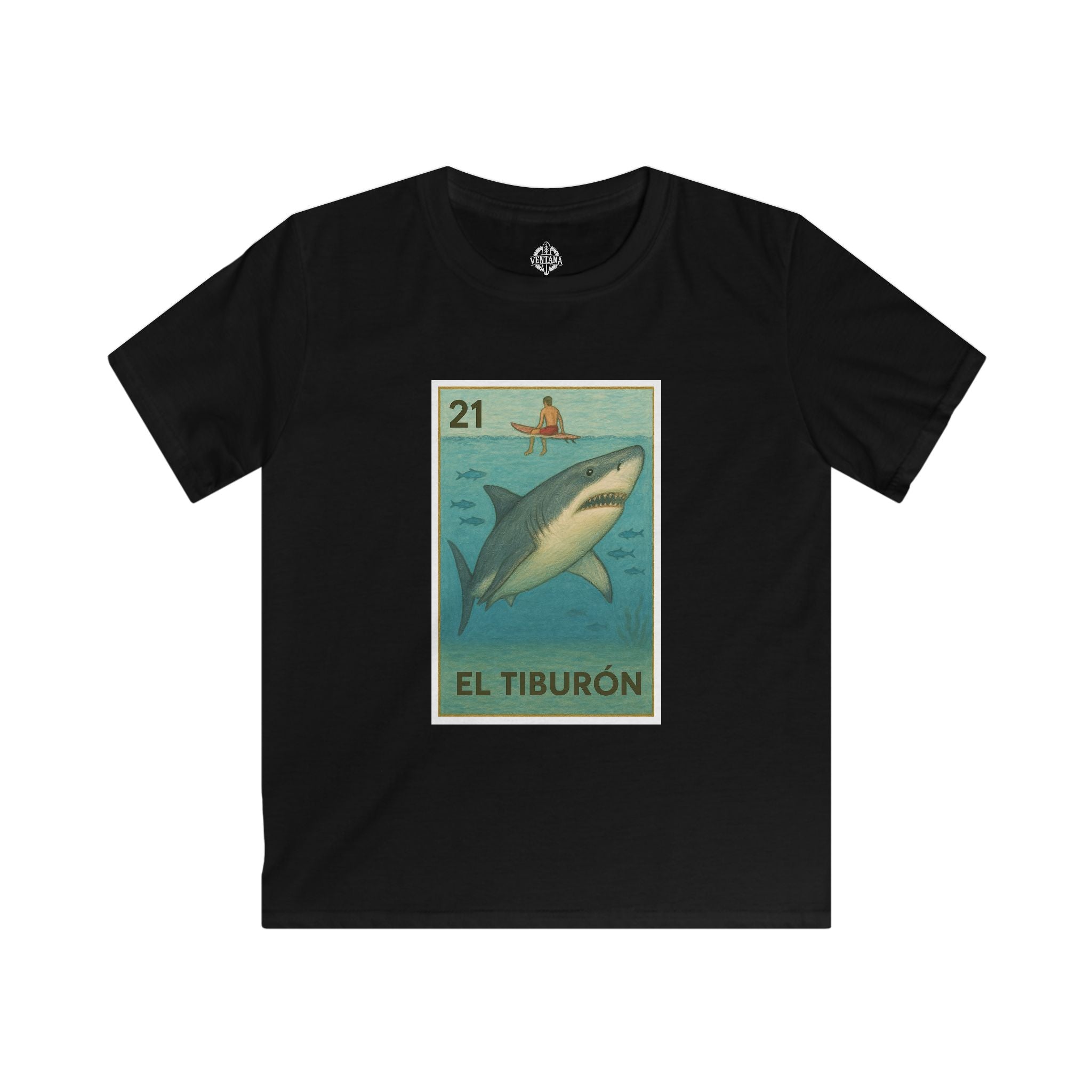 Shark Lotería Kids - Soft Style U.S. Cotton T-Shirt (El Tiburón)