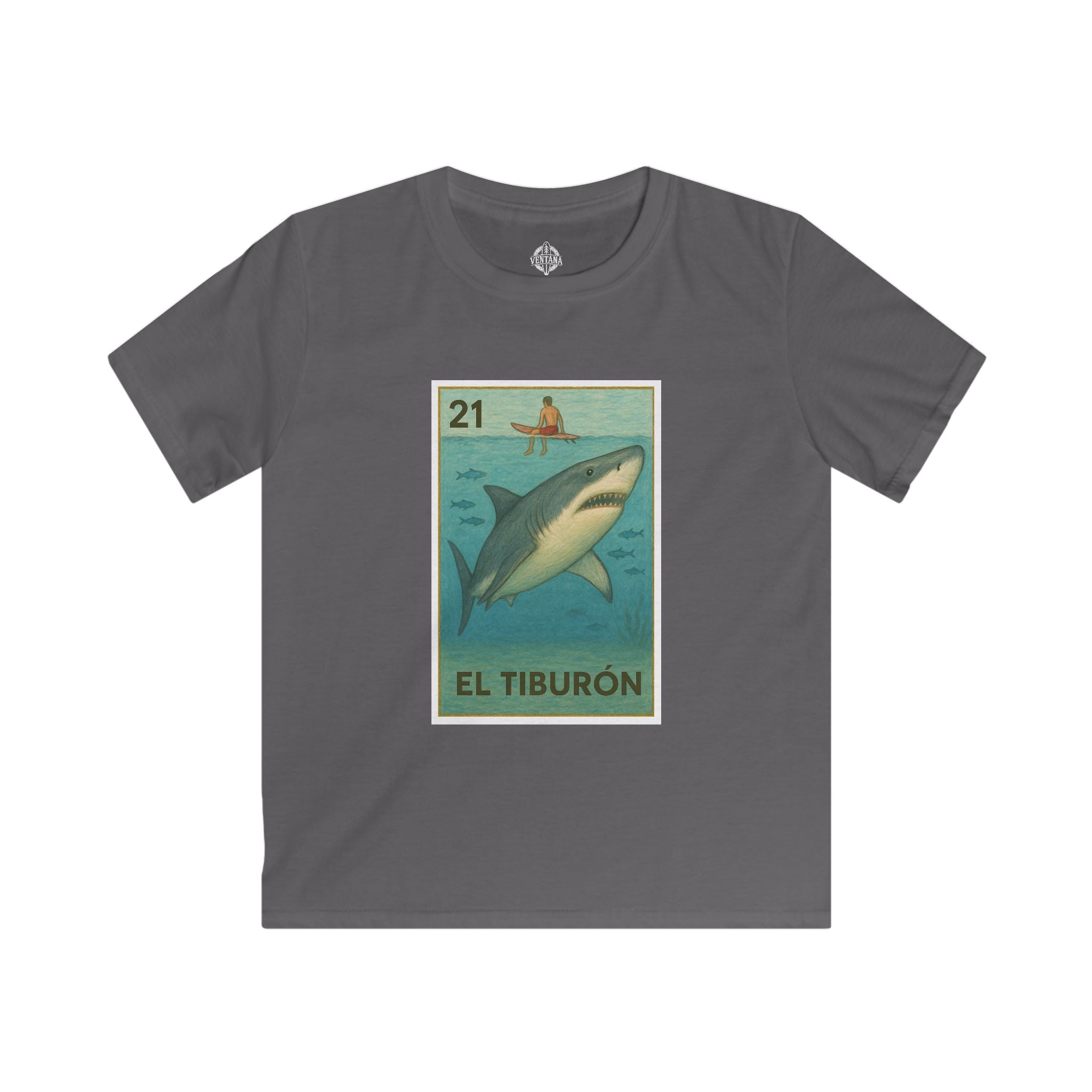 Shark Lotería Kids - Soft Style U.S. Cotton T-Shirt (El Tiburón)
