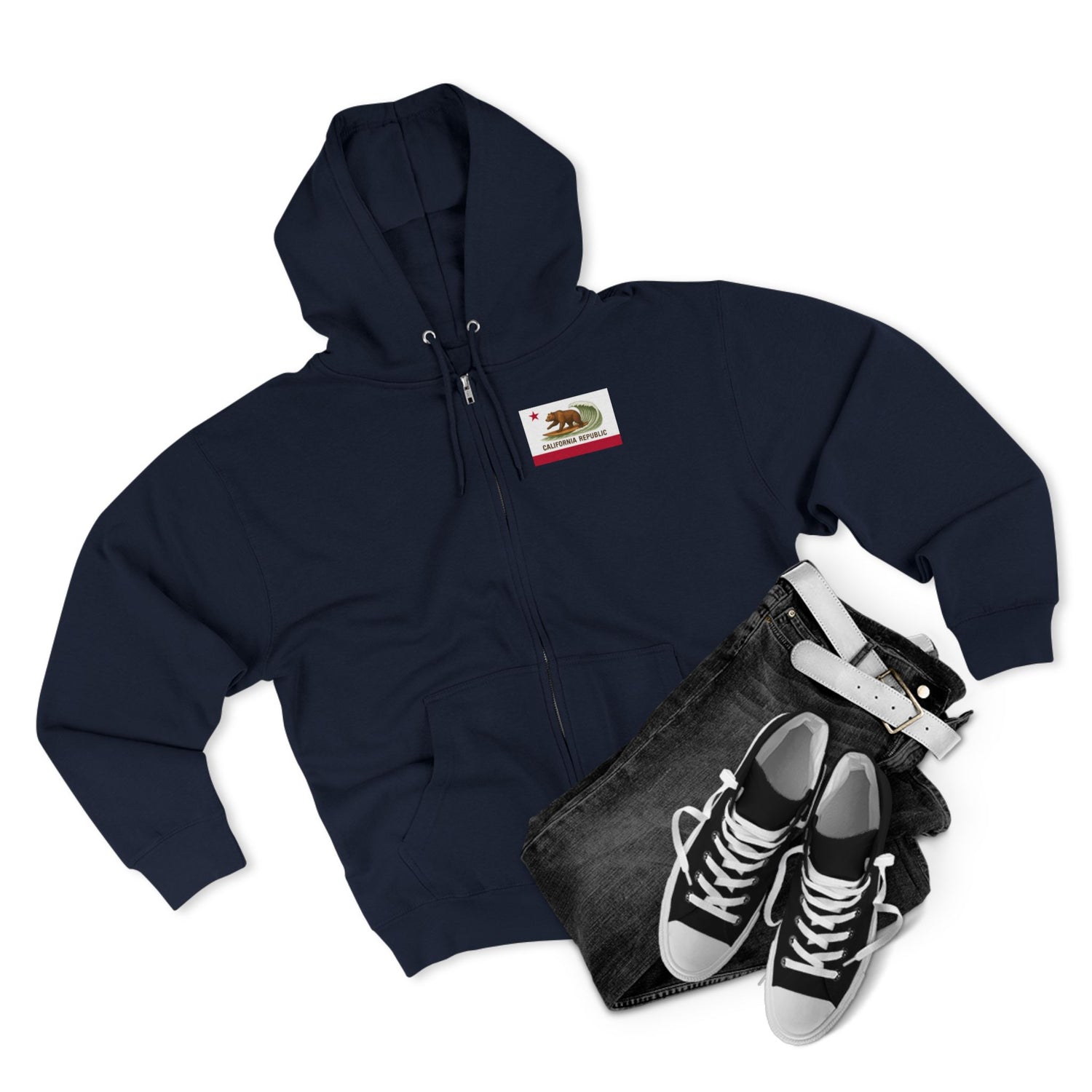 California Surfing Bear Flag Zip Hoodie
