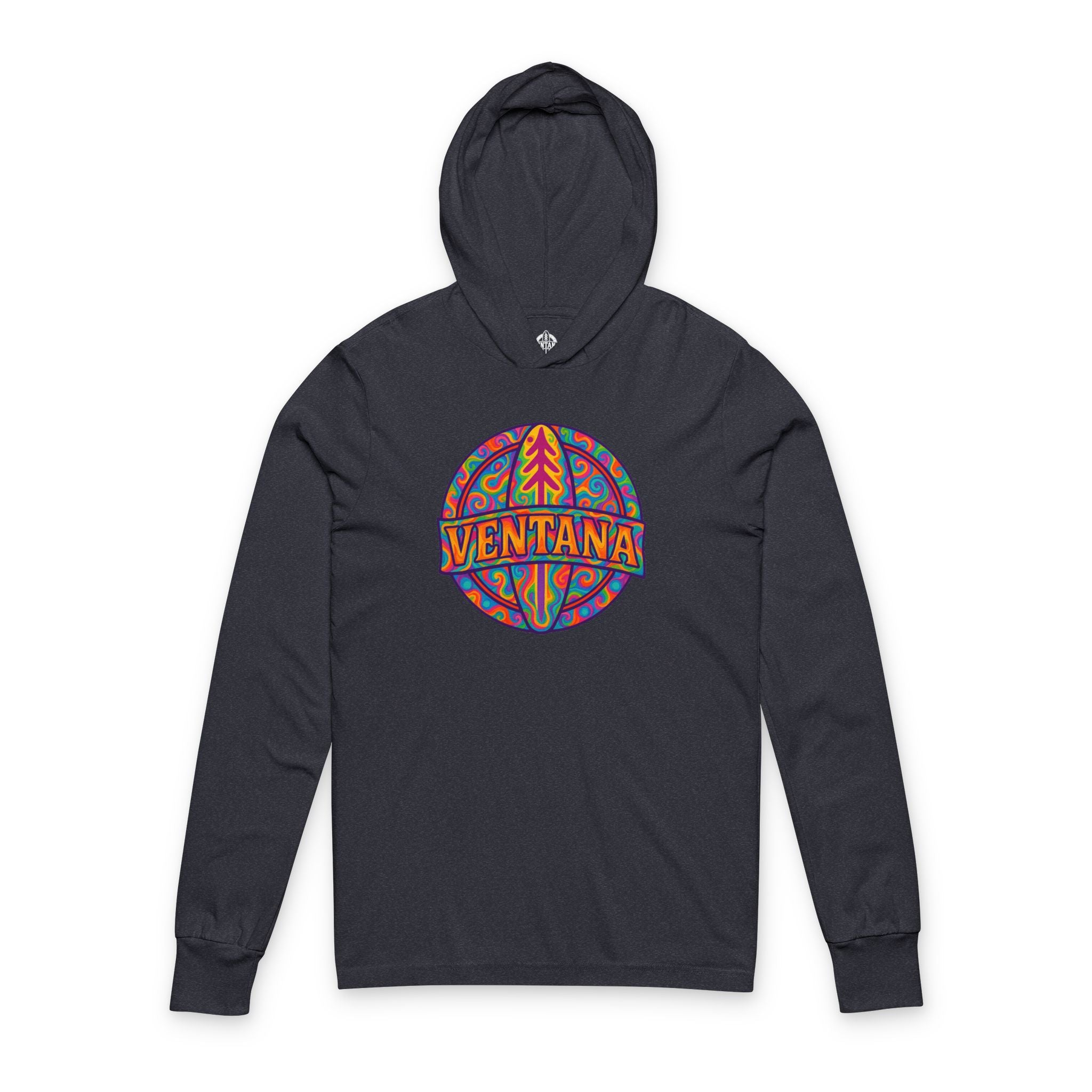 Ventana Psychedelic Treefish Logo Unisex - Cotton Hooded Long Sleeve Hooded T-Shirt