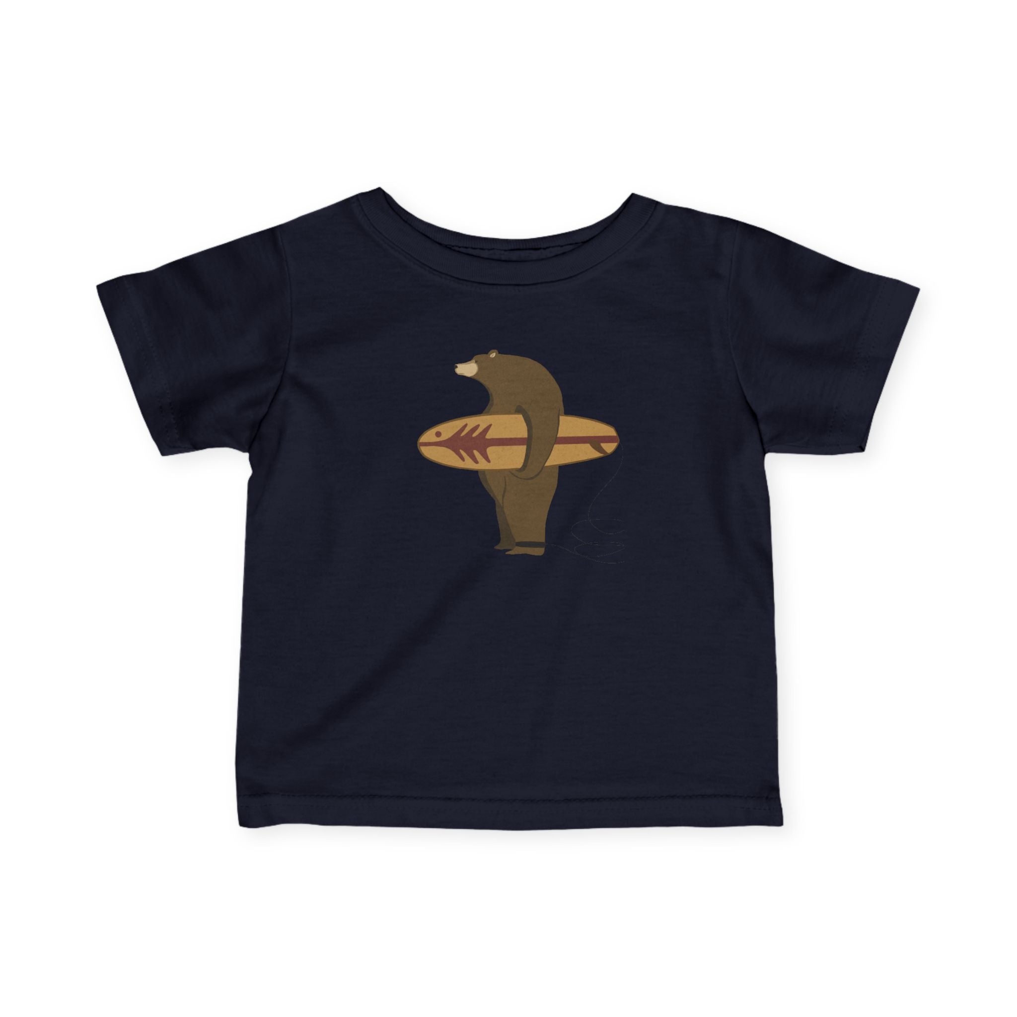 Surfing Grizzly Bear by Fabian Lavater infant cotton t-shirt image 3
