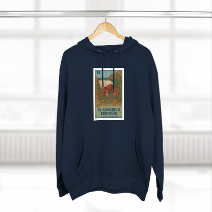 Hermit Crab Lotería Unisex - Pull-Over Cotton Blend Fleece Hoodie (El Cangrejo Ermitaño)