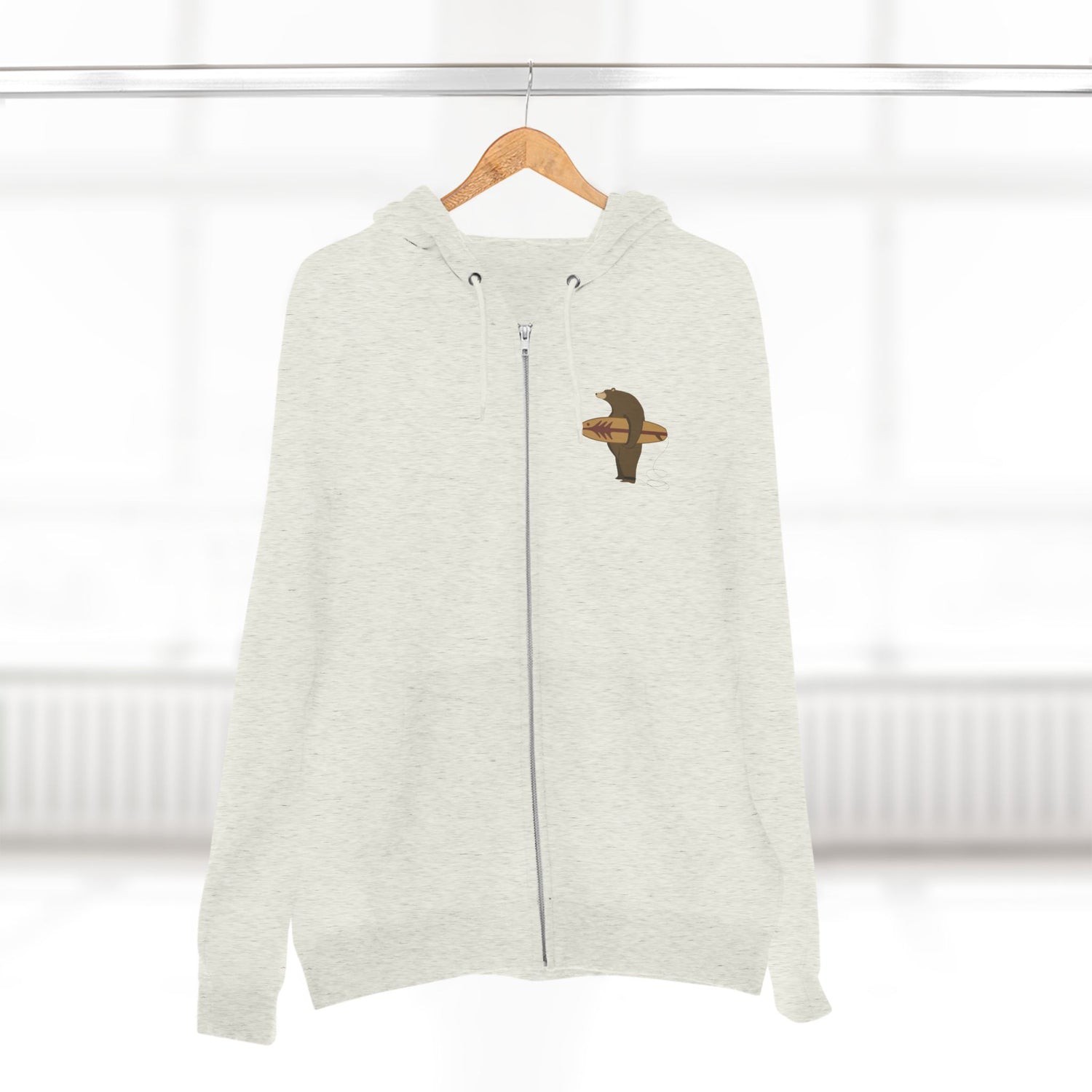 Surfing Grizzly Bear Zip Hoodie