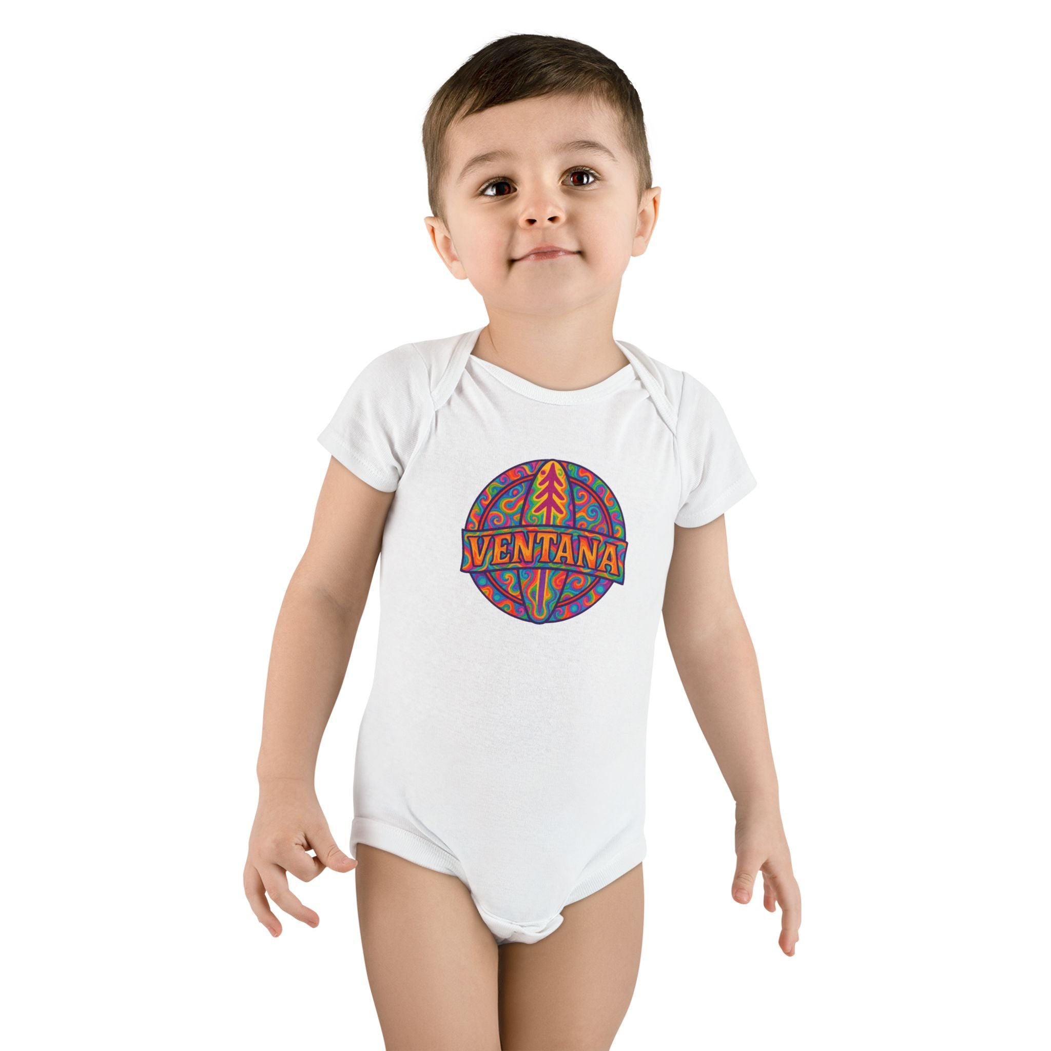 Ventana Psychedelic Treefish Logo baby cotton onesie image 6