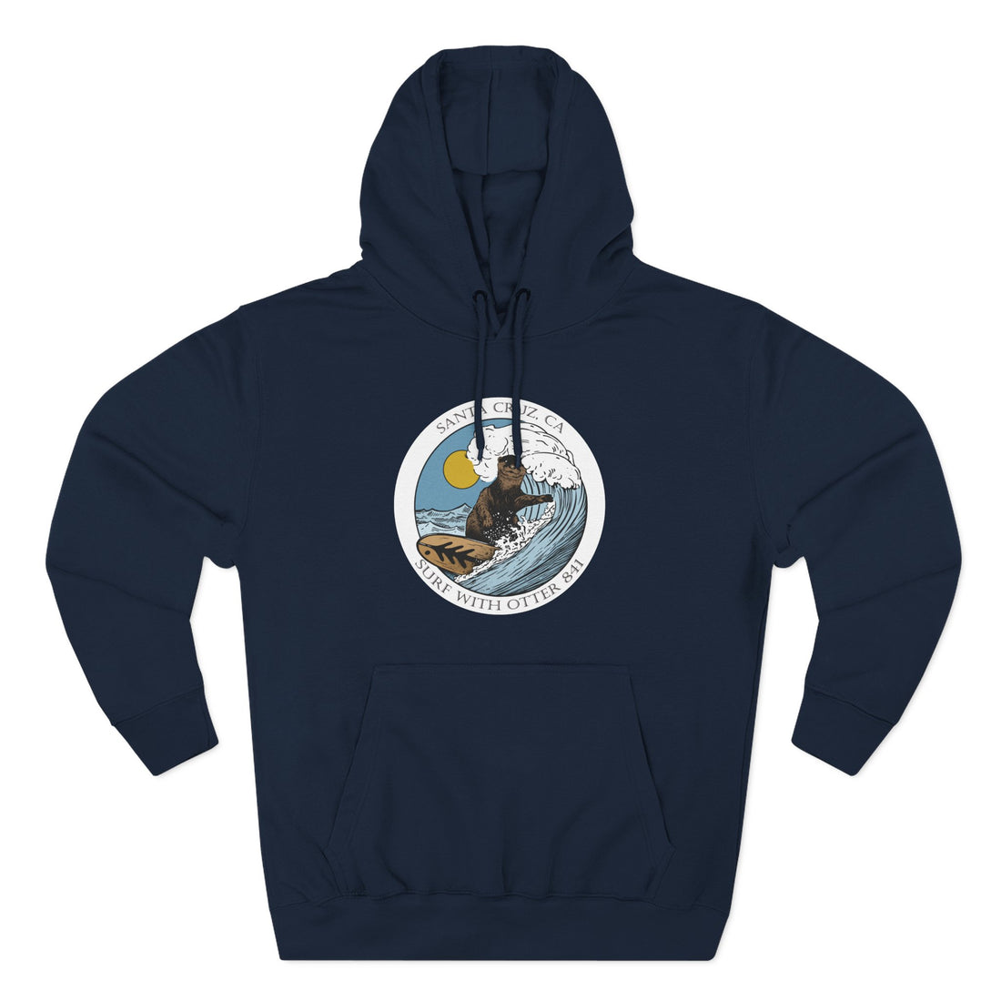 Surf with Otter 841 by Thiago Bianchini Unisex - Pull-Over Cotton Blend Fleece Hoodie