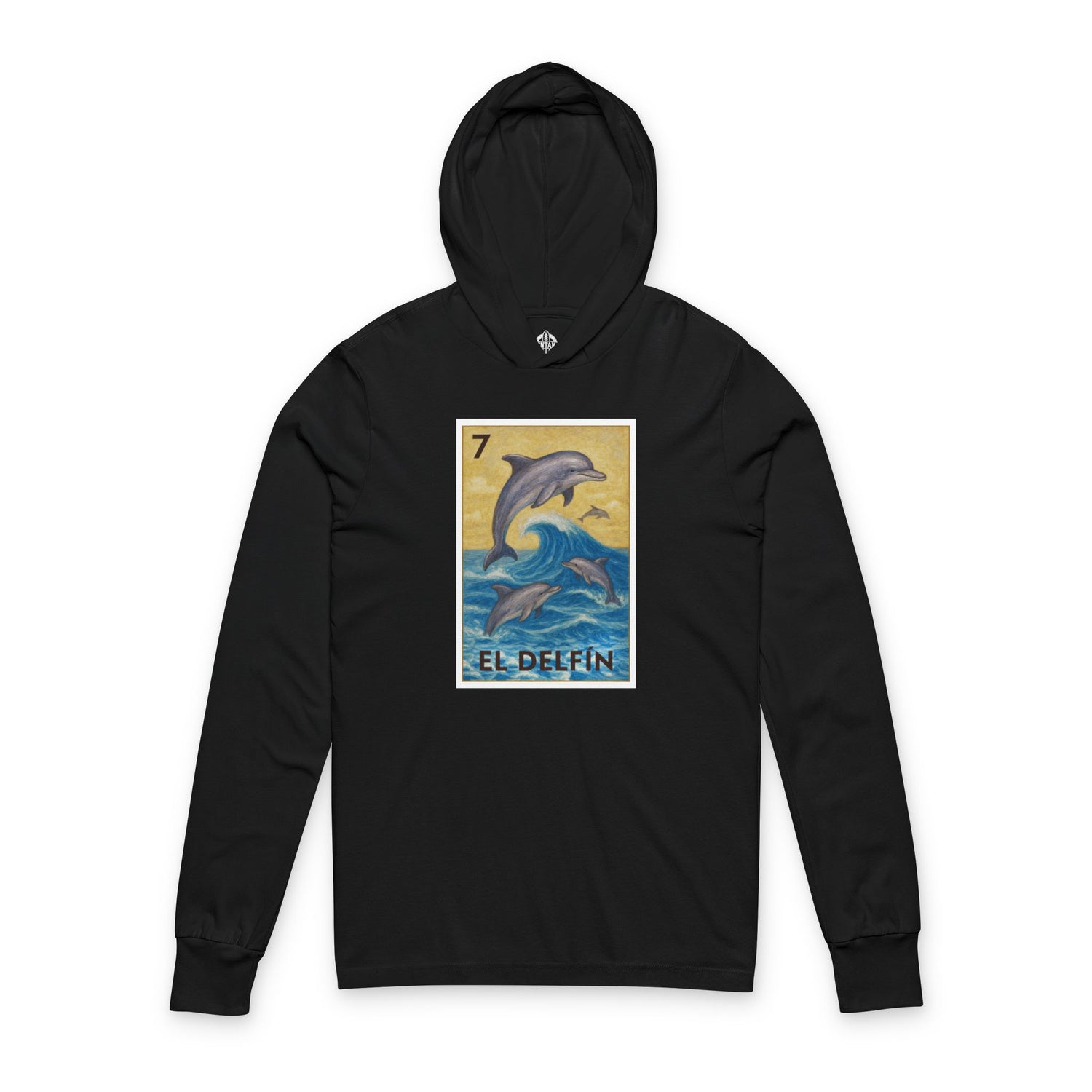 Dolphin Lotería cotton hooded long sleeve t-shirt image 3