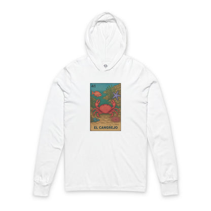 Crab Lotería cotton hooded long sleeve t-shirt image 3