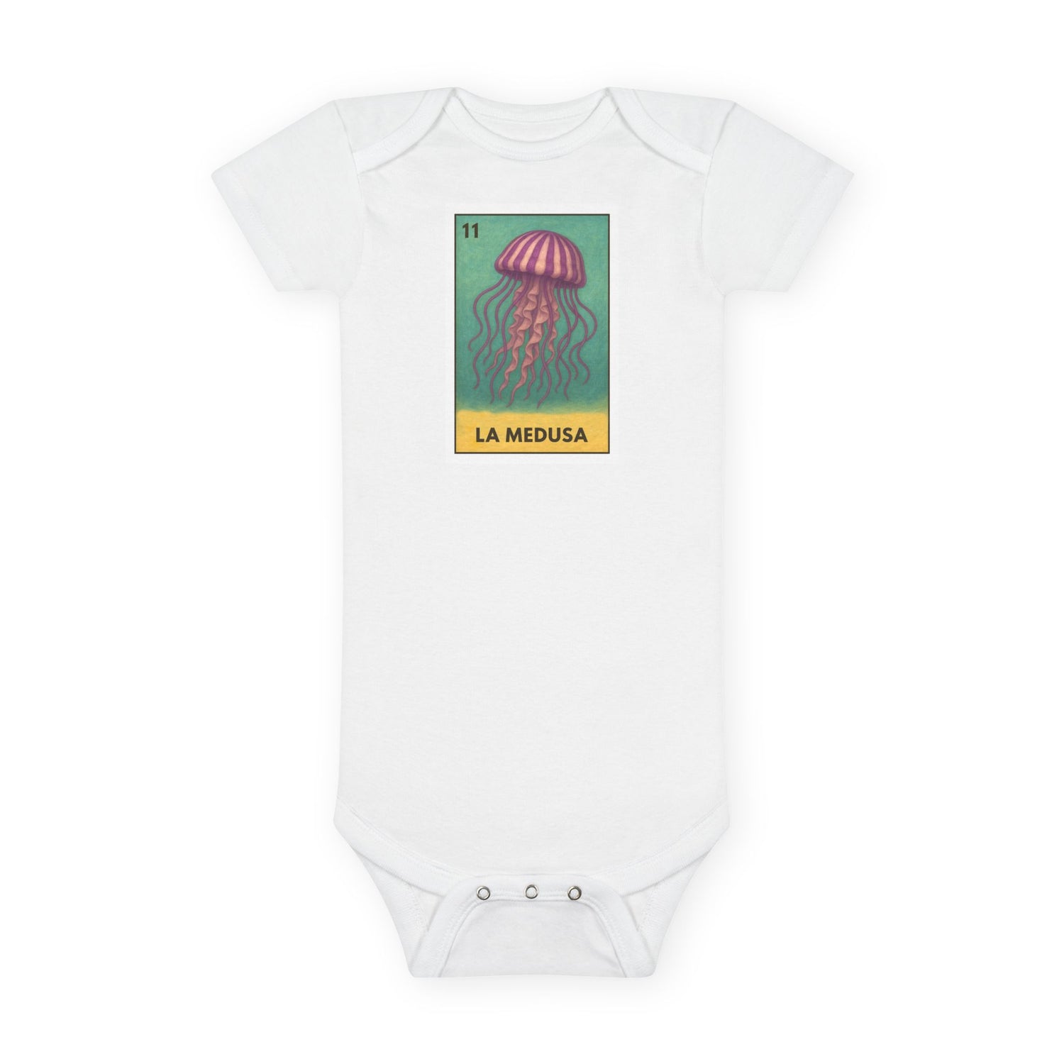 Sea Jelly Lotería baby cotton onesie image 3
