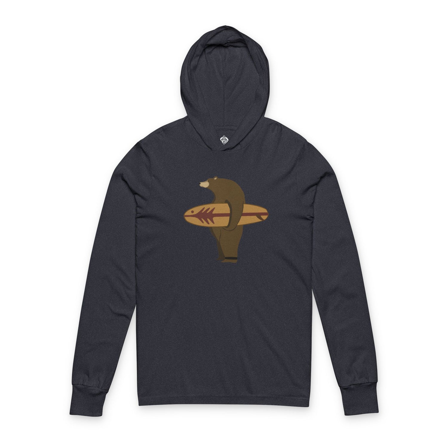Surfing Grizzly Bear by Fabian Lavater cotton hooded long sleeve t-shirt image 1