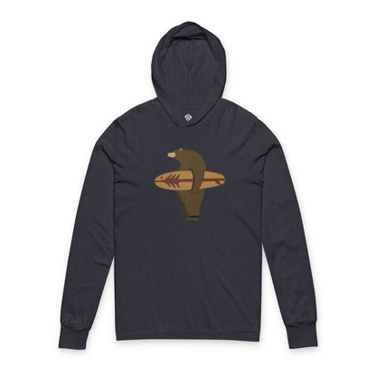 Surfing Grizzly Bear by Fabian Lavater cotton hooded long sleeve t-shirt image 1