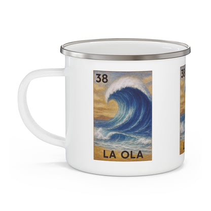 Wave Lotería Enamel Camping Mug (La Ola) (12oz - small)