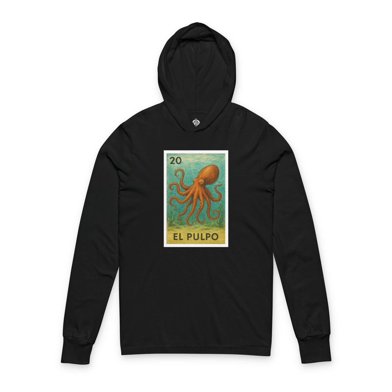 Octopus Lotería cotton hooded long sleeve t-shirt image 3