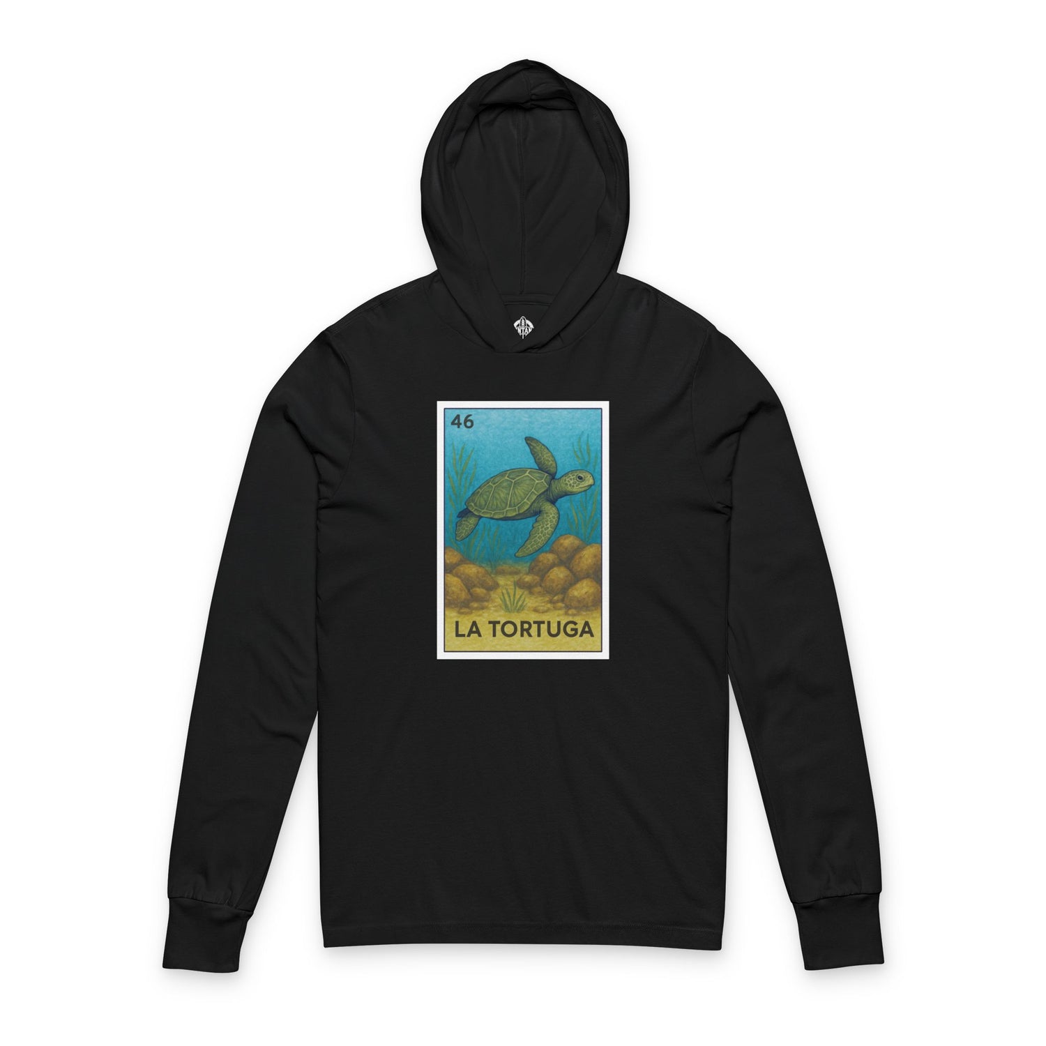 Turtle Lotería cotton hooded long sleeve t-shirt image 3