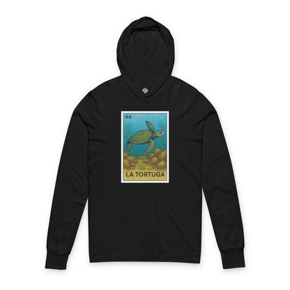 Turtle Lotería cotton hooded long sleeve t-shirt image 3