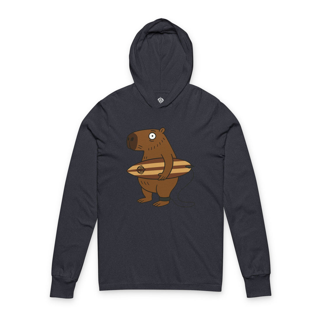 Capybara Surfer Unisex - Cotton Long Sleeve Hooded T-Shirt