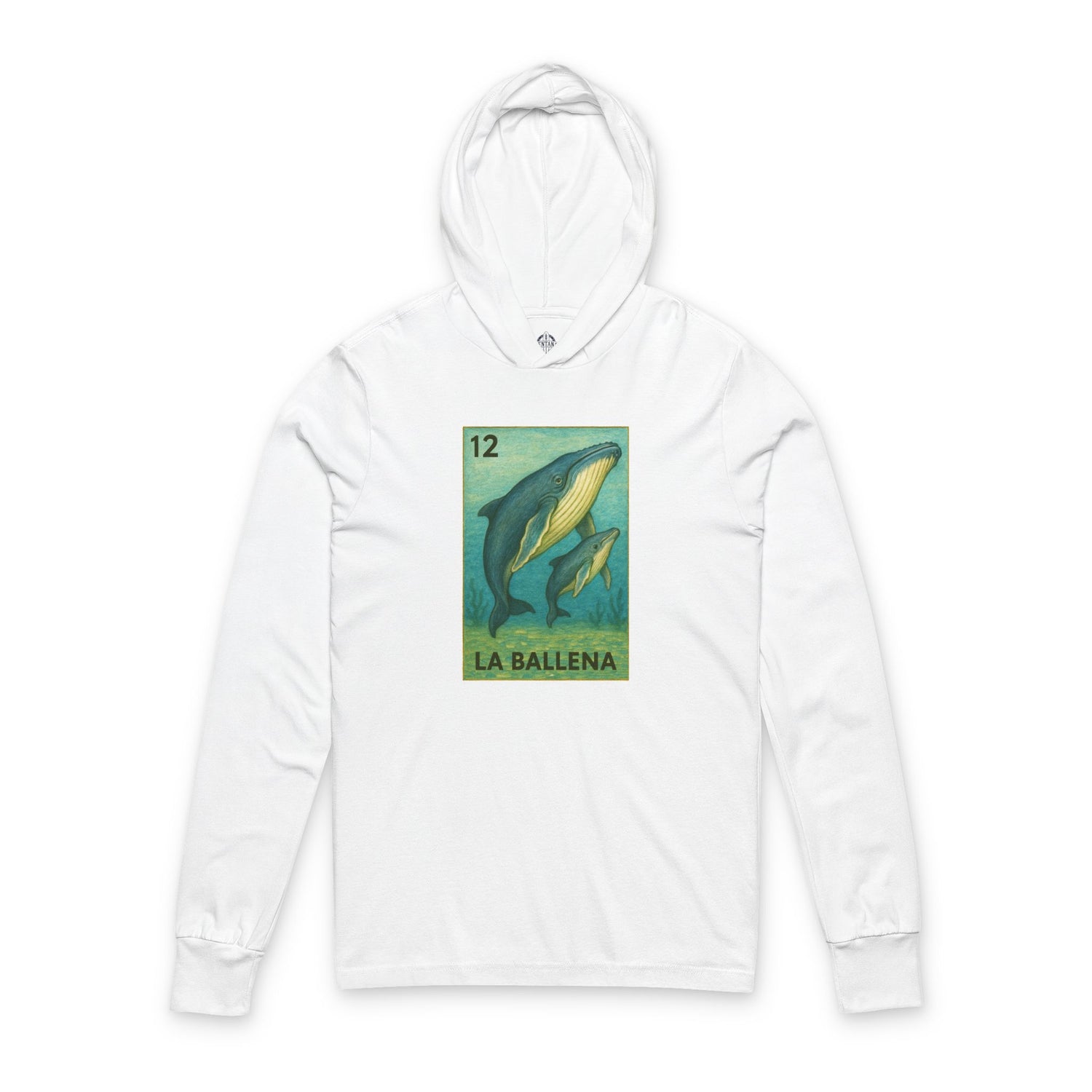 Whale Lotería cotton hooded long sleeve t-shirt image 5