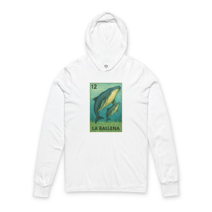 Whale Lotería cotton hooded long sleeve t-shirt image 5
