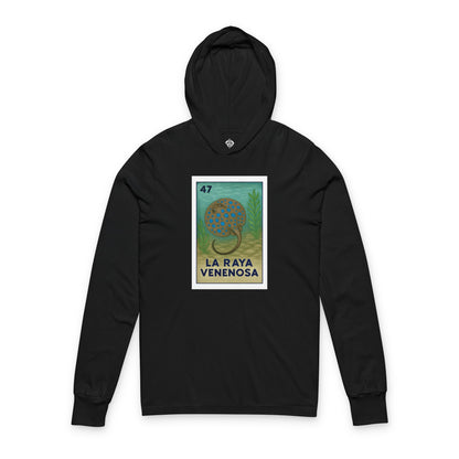 Stingray Lotería cotton hooded long sleeve t-shirt image 4