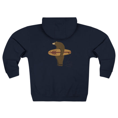 Surfing Grizzly Bear by Fabian Lavater zip fleece hoodie image 7