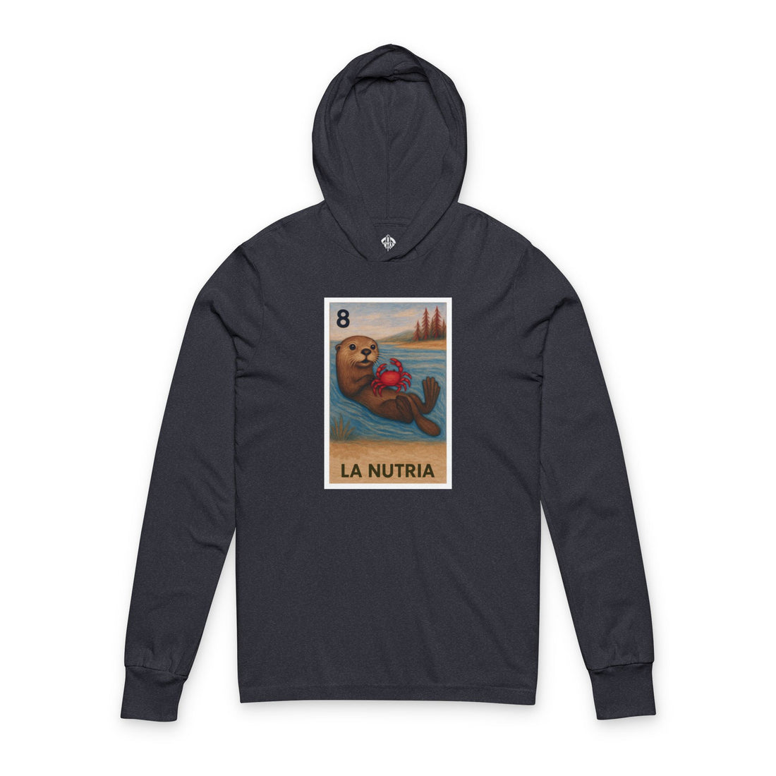Sea Otter Lotería Unisex - Cotton Hooded Long Sleeve Hooded T-Shirt (La Nutria)