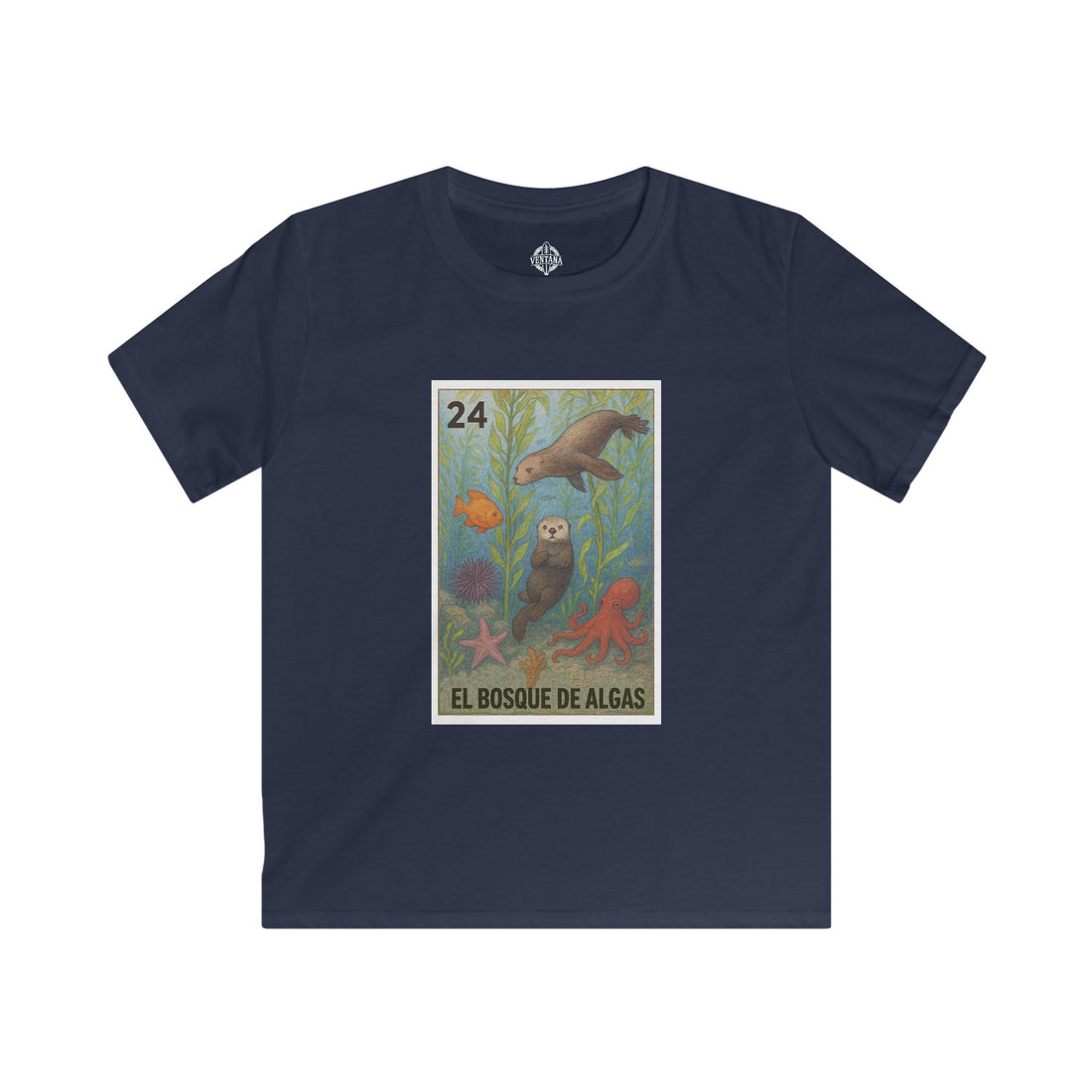 Kelp Forest Lotería Kids - Soft Style U.S. Cotton T-Shirt (El Bosque de Algas)
