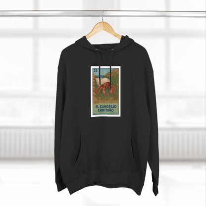 Hermit Crab Lotería Unisex - Pull-Over Cotton Blend Fleece Hoodie (El Cangrejo Ermitaño)