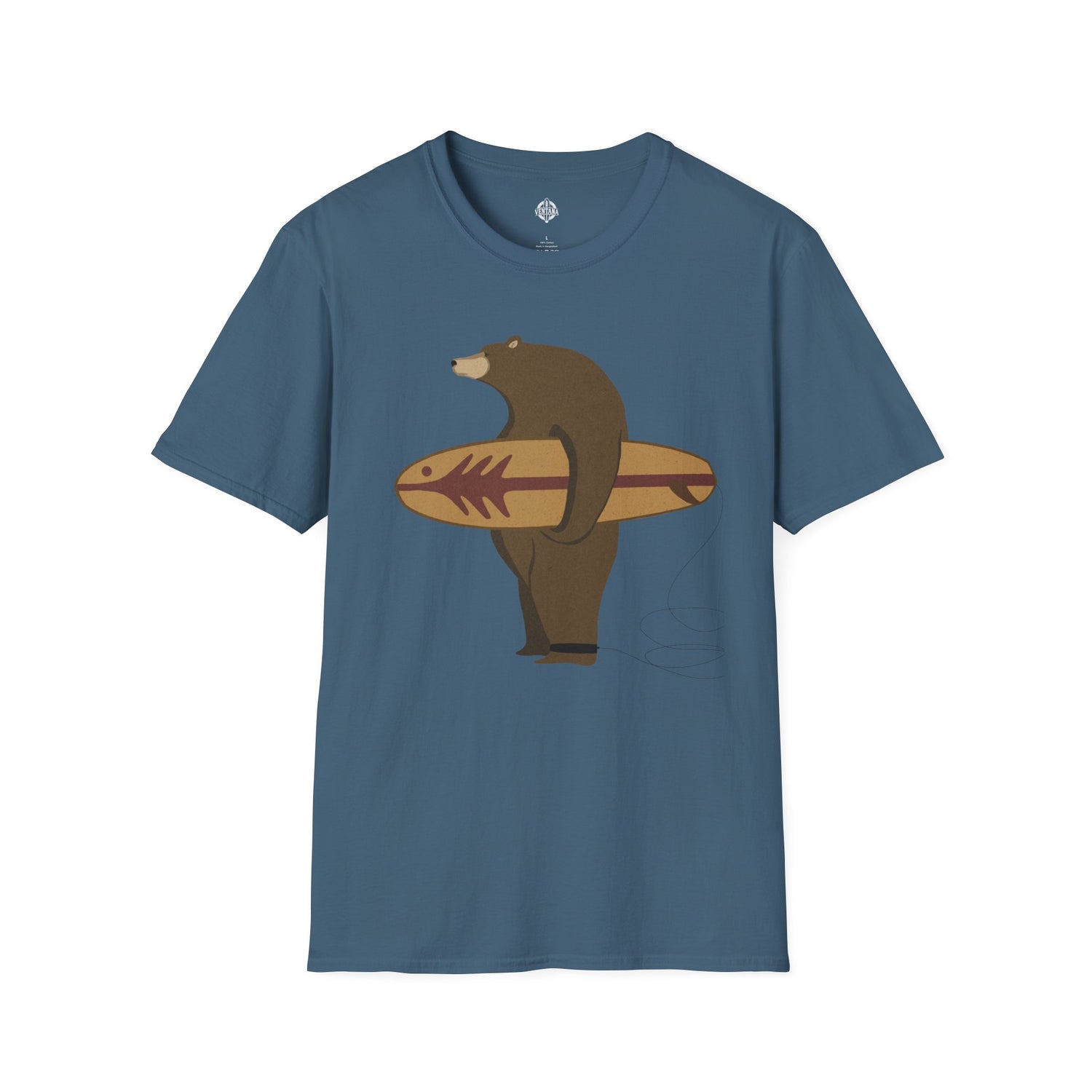 Surfing Grizzly Bear by Fabian Lavater Unisex - Soft Style U.S. Cotton T-Shirt