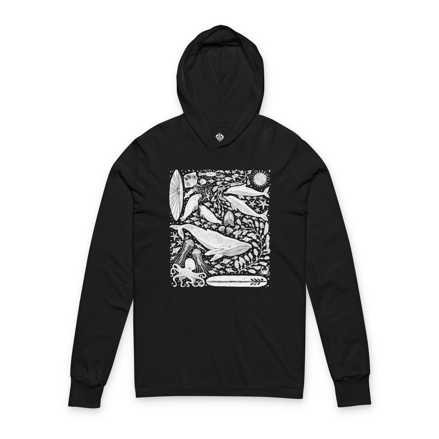 Ventana Marine Life by Lili Arnold cotton hooded long sleeve t-shirt image 4