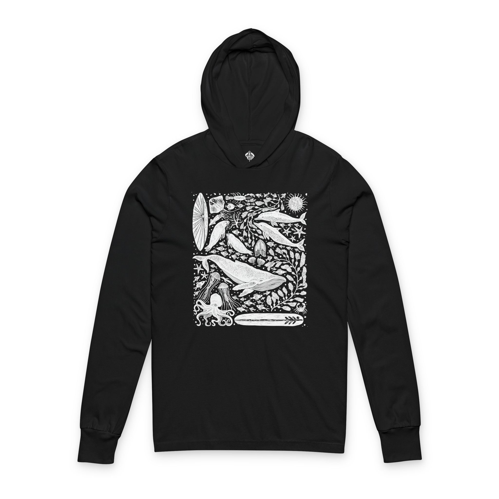 Ventana Marine Life by Lili Arnold cotton hooded long sleeve t-shirt image 4