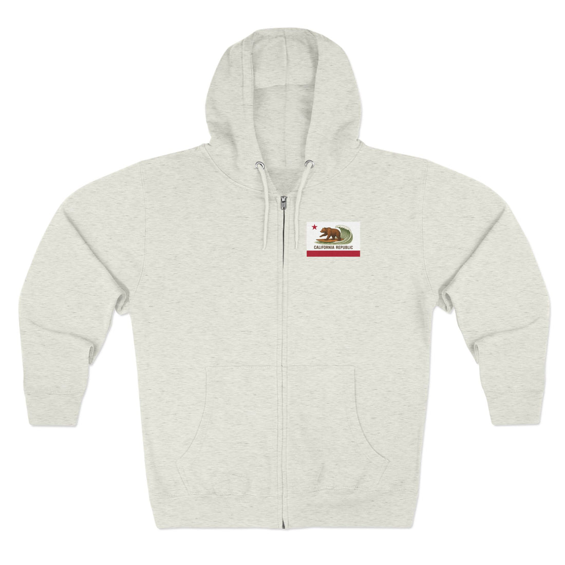 California Surfing Bear Flag Unisex - Zip Cotton Blend Fleece Hoodie