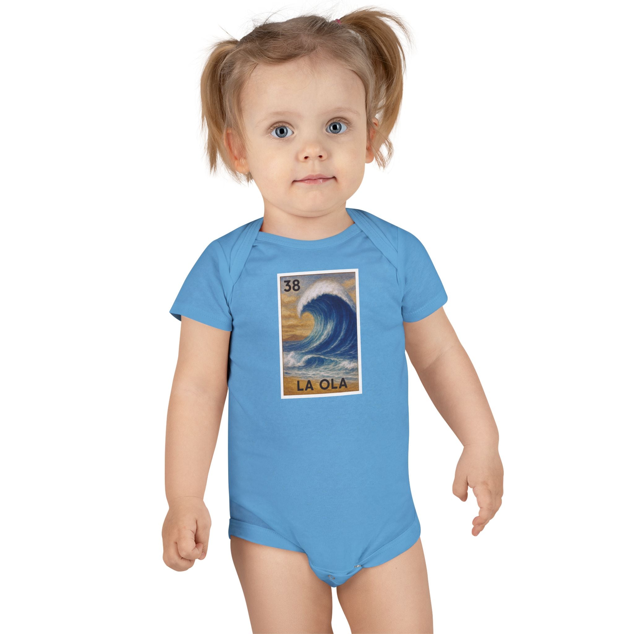 Wave Lotería baby cotton onesie image 13