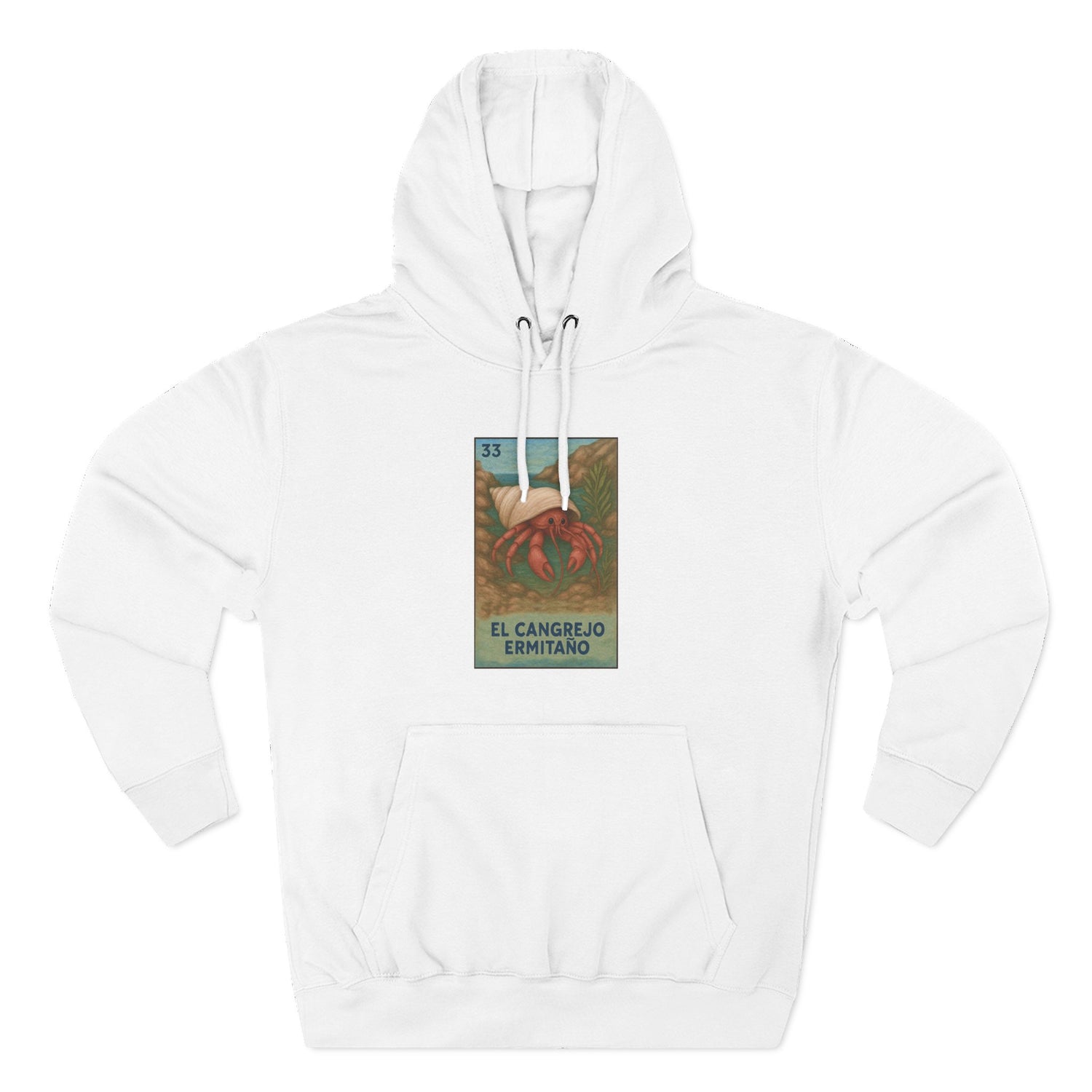 Hermit Crab Lotería Unisex - Pull-Over Cotton Blend Fleece Hoodie (El Cangrejo Ermitaño)