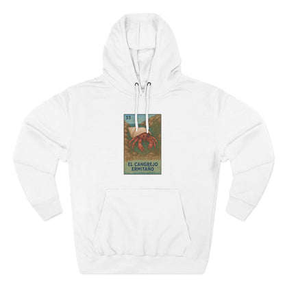 Hermit Crab Lotería Unisex - Pull-Over Cotton Blend Fleece Hoodie (El Cangrejo Ermitaño)